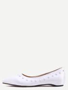 Shein White Point Toe Studded Flats