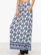 Shein Blue Floral Print Drawstring Waist Skirt