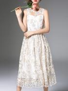 Shein Aprioct Gauze Embroidered A-line Dress