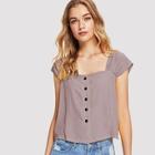 Shein Single Breasted Square Neck Blouse
