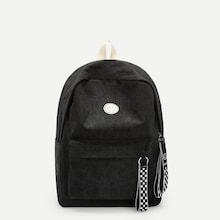 Shein Gingham Detail Smile Patch Backpack