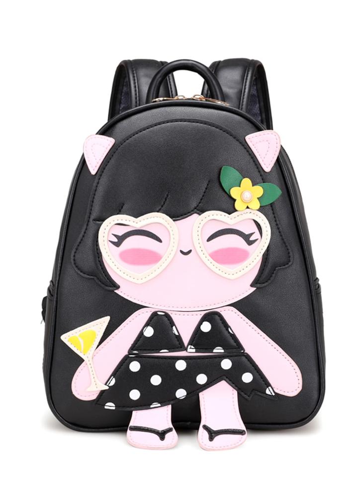 Shein Girl Pattern Pu Backpack