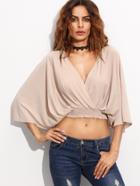 Shein Deep V Neck Open Back Lace Up Wrap Crop Top
