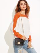 Shein Color Block Drop Shoulder Dolman Sleeve Sweatshirt