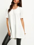Shein Ribbed Side Slit T-shirt