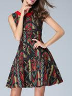 Shein Multicolor Tribal Jacquard A-line Dress