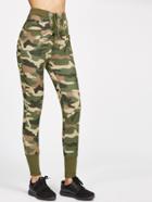 Shein Camo Print Ribbed Trim Lace Up Skinny Pants