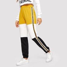 Shein Contrast Striped Side Cut-and-sew Sweatpants