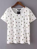Shein White Short Sleeve Hamburger Print T-shirt
