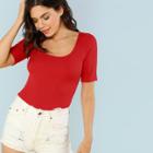 Shein Scoop Neck Fitted Tee