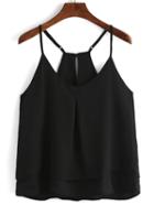 Shein Black Spaghetti Strap Layers Chiffon Cami Top