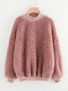 Shein High Neck Fluffy Sweatshirt