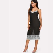 Shein Lace Contrast Slit Dress