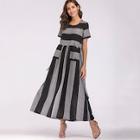 Shein Block Stripe Dual Pocket Dress