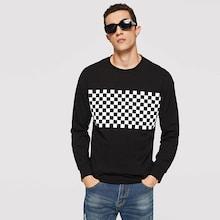 Shein Men Solid Gingham Print Sweatshirt