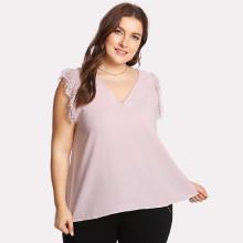 Shein Plus Eyelash Lace Trim Top