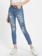 Shein Knee Ripped Jeans With Patch