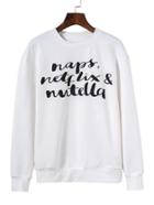 Shein Letter Print Long Sleeve Sweatshirt