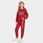 Shein Girls Drop Shoulder Graphic Pullover And Sweatpants Set