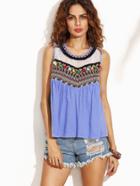 Shein Embroidered Tape Detail Tank Top