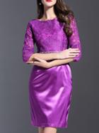 Shein Purple Gauze Embroidered Sheath Combo Dress