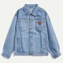 Shein Men Contrast Stitching Washed Denim Jacket