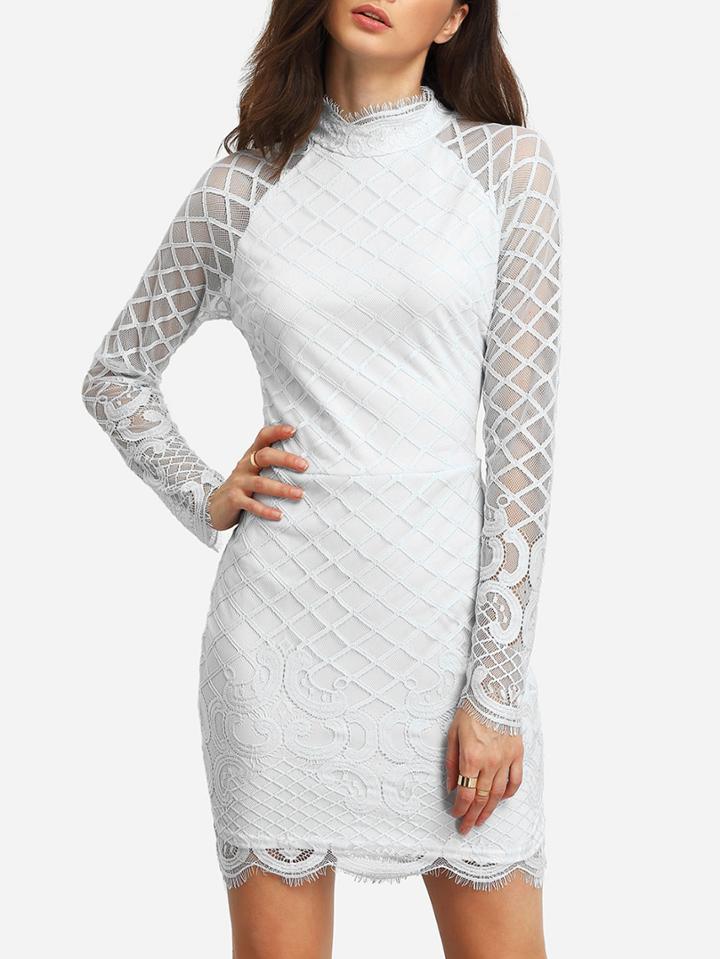 Shein White High Neck Bodycon Dress