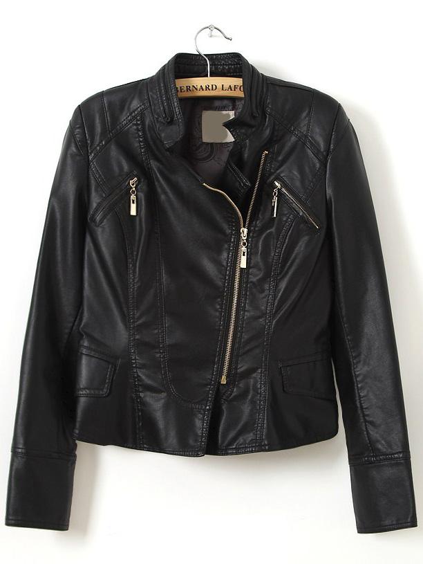 Shein Stand Collar Slim Moto Jacket