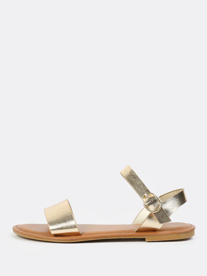 Shein Metallic Open Toe Sandals