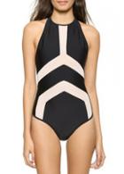 Rosewe Black And White Hollow Back One Piece Monokini