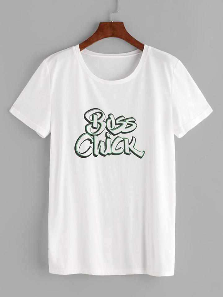 Shein Letter Print Short Sleeve Tee