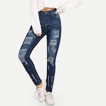 Shein Ladder Distressed Wash Jeans