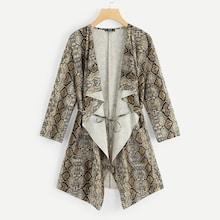 Shein Snakeskin Waterfall Coat With Slim Belt