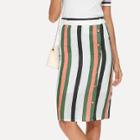 Shein Button Side Stripe Pencil Skirt
