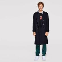 Shein Men Notch Collar Double Breasted Coat