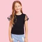 Shein Girls Dot Mesh Sleeve Tee