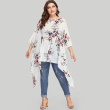 Shein Plus Floral Print Kimono Sleeve Top