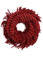 Shein Red Ribbed Textured Fringe Knit Infinity Scarf