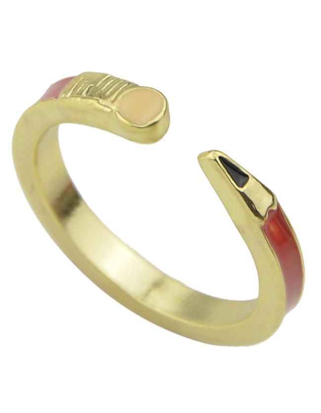 Shein Red Enamel Thin Cuff Rings