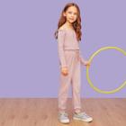 Shein Girls Off Shoulder Lettuce Trim Top And Pants Set