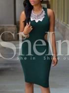 Shein Dark Green Sleeveless Cut Out Bodycon Dress