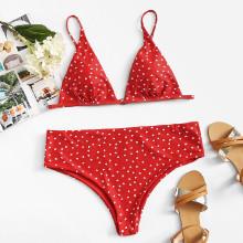 Shein Plus Heart Print Bikini Set