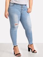 Shein Button Up Raw Hem Ripped Jeans