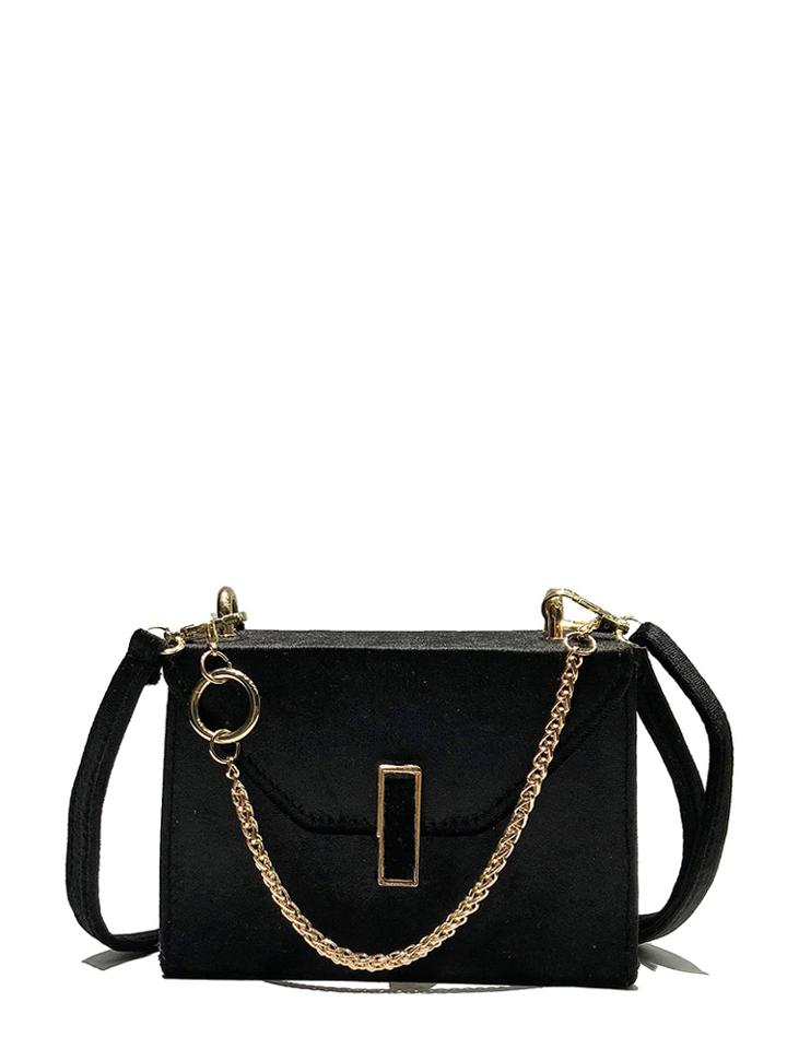 Shein Chain Detail Suede Flap Bag