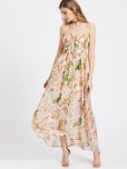 Shein Tropical Print V Notch Sweetheart Smock Dress