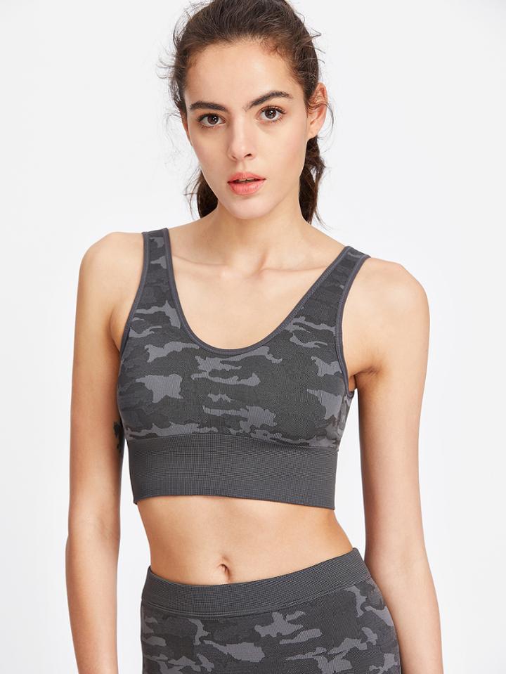 Shein Dark Grey Camo Print Crop Tank Top