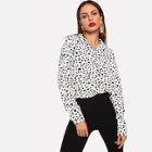 Shein Single Breasted Leopard Print Blouse