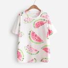 Shein Watercolor Watermelon Print Tee