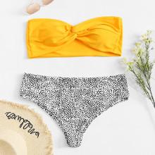 Shein Plus Dot Print Twist Bikini Set