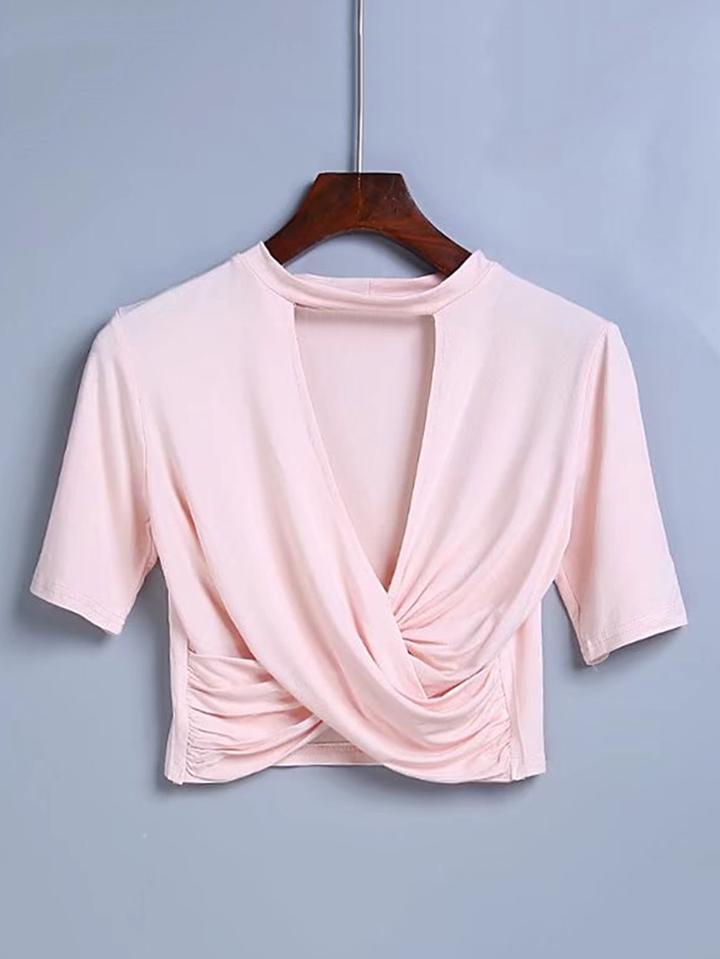 Shein Overlap Front Ruched Tee